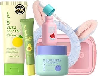 Skin Care Set, Fruit Women Birthday Christmas Beauty Gift Sets, Skin Care Kit with Cleanser, Serum, Eye Cream, Face Cream Travel Kit for Women, Gentle, Full Sizes 4pcs, Stocking Stuffers