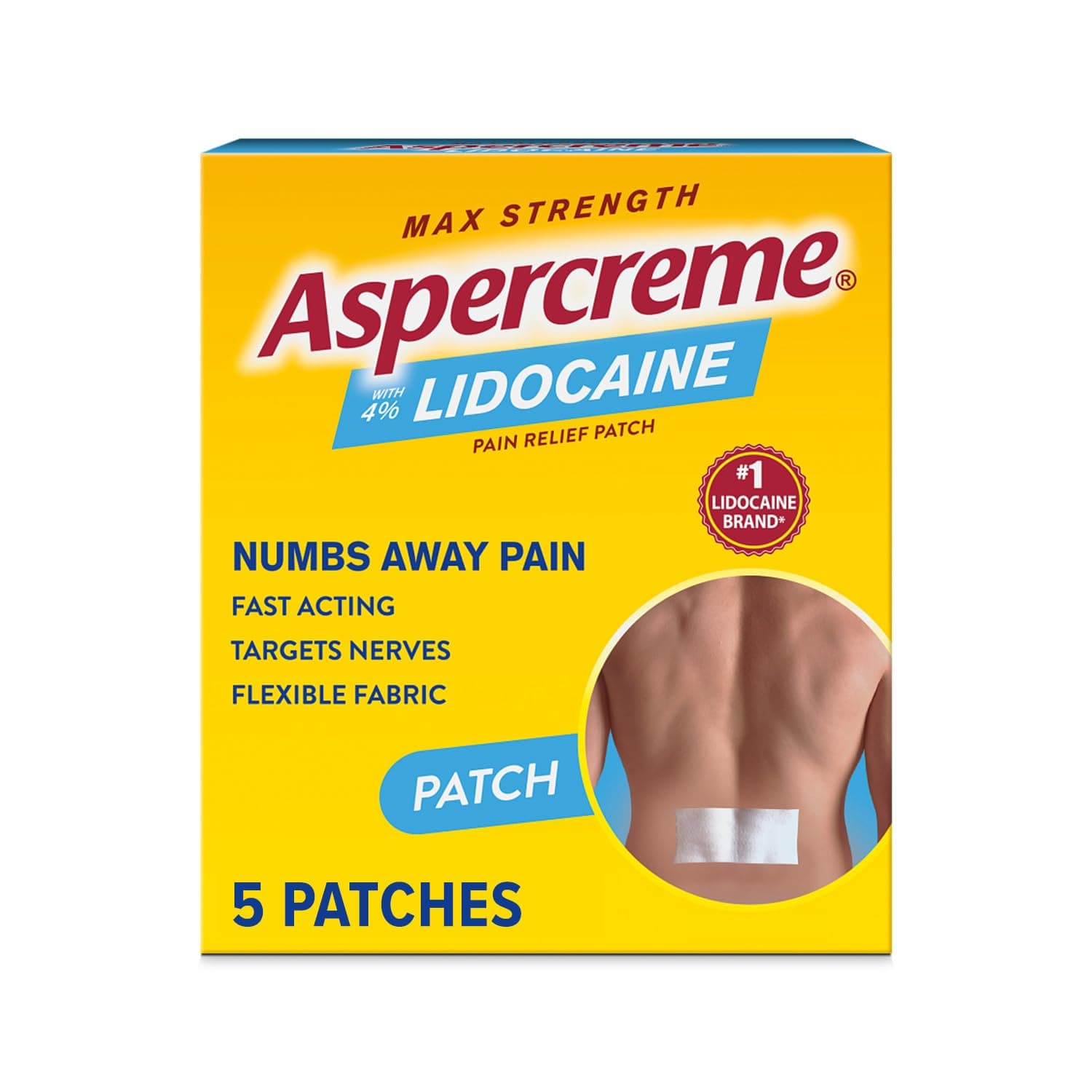 - Max Strength Lidocaine Pain Relief Patch (5 Count) for Back Pain, Odor Free Pain Patches