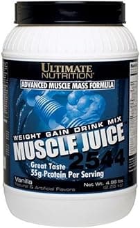 Ultimate Nutrition Muscle Juice 2544, Lean Muscle Mass Classic Gainer, Weight Gain Drink Mix, Blend of Whey Protein Concentrate, Whey Protein Isolate, Casein and Egg Whites, 4.96 Pounds, Vanilla