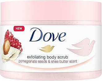 Dove Exfoliating Body Polish Scrub, Pomegranate & Shea Butter, with ¼ moisturising cream, 225ml