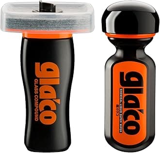 Glaco Glass Compound Roll On + Ultra Glaco - Abrasive Glass Cleaner and Extreme Durability Glass Coating - 12 Months of Windscreen Protection - Integrated Applicators