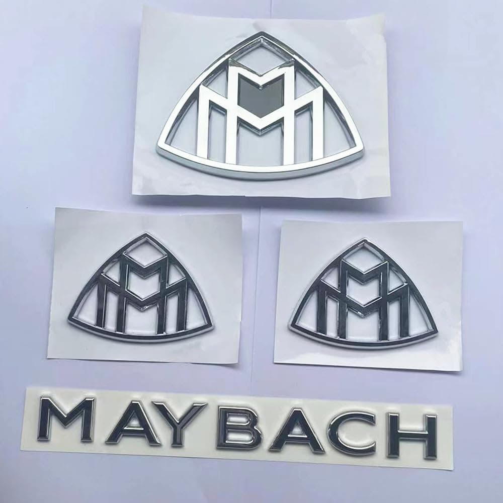 CMAOS Maybach Fender Side Rear Trunk Emblems Badge Fit for S Class Mercedes Benz, 4 Pieces