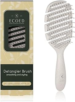 Detangler Hairbrush, Soft Bristle Detangling Brush for Straight, Wavy,Curly and Fine Hair, Dry and Wet, Quick Smoothing for Women and Men, Eco-Friendly & Sustainable Material (Natural)