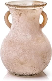 TOPZEA Rustic Farmhouse Vases for Home Decor, Glass Boho Flower Jug Vase Decorative Vintage Pottery Vase Pampas Grass Vases with Handles for Shelf, Kitchen, Table Centerpieces, Dinning Room, 8 inch