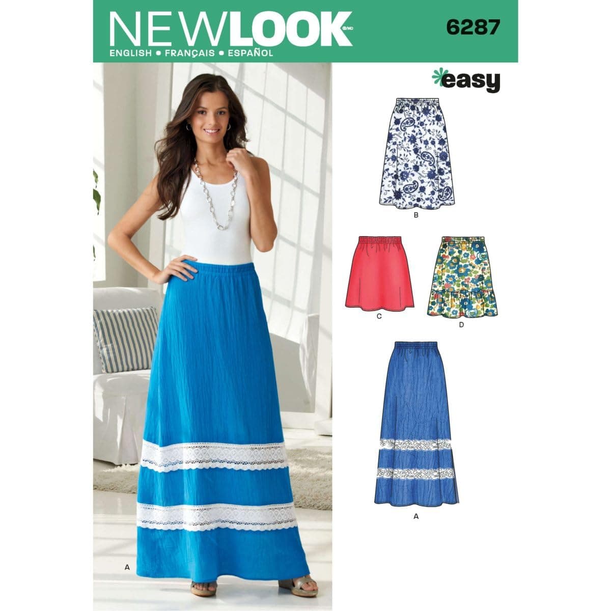 Creative Patterns New Look 6287 Misses' Pull On Skirt in Four Lengths, A (10-12-14-16-18-20-22)