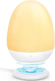 MediAcous Night Lights for Kids Room, Baby Night Light with Stable Charging Pad, Dimmable Kids Night Light with 1H Timer & Touch Control, ABS+PC LED Egg Lamps for Breastfeeding, Up to 200H