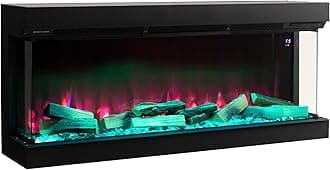 Electric Fireplace 60''/150cm Insert Media Wall Fire with Multi Flame Effect and LED Backlight, 7day Programmable, Sound Effects, Remote&APP Control