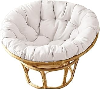 Garden Round Papasan Chair Cushion | Water Resistant Indoor Outdoor Hammock Rattan Swing Seat Pad | Comfy Tufted Patio Furniture Cushions | Hanging Egg Chair Pads