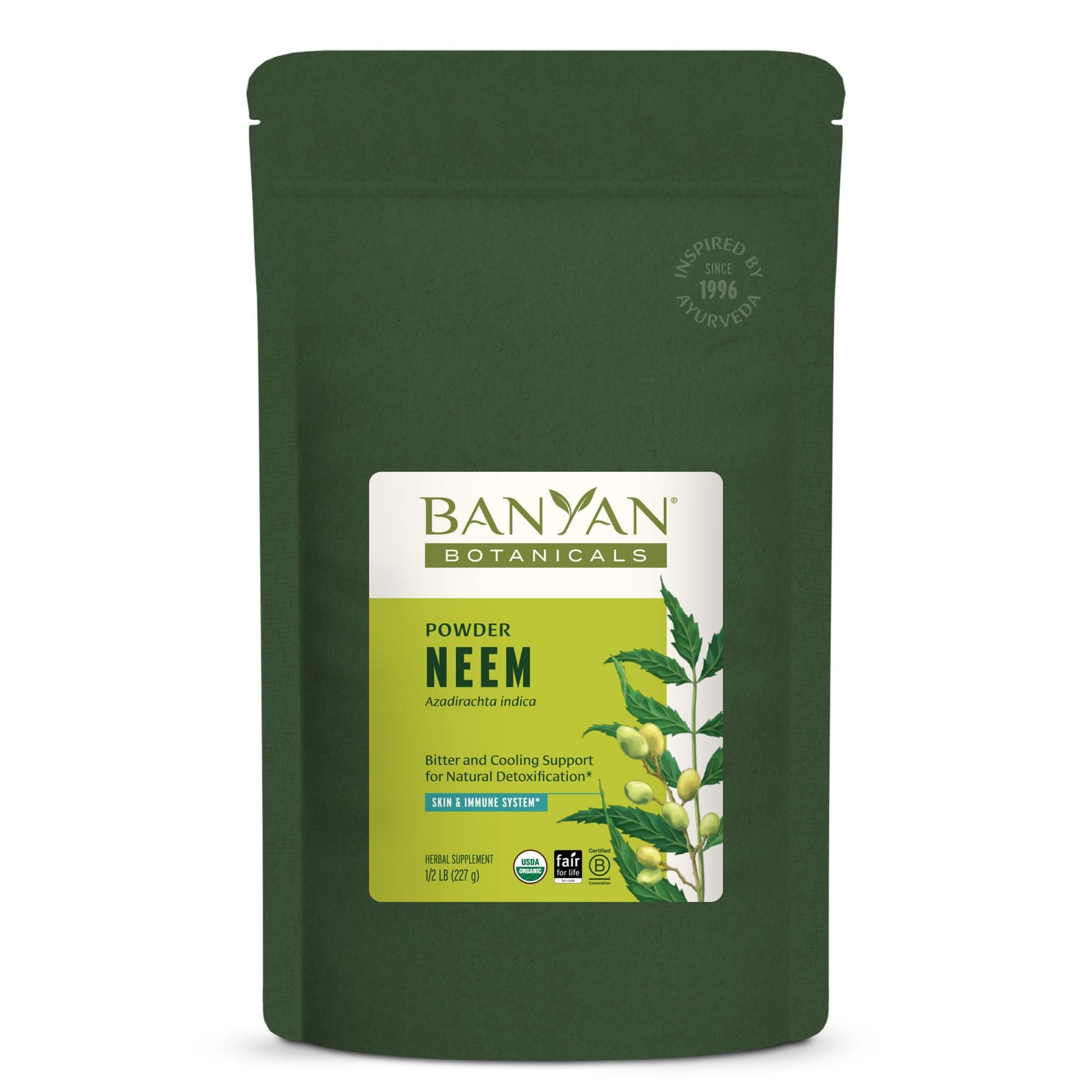 Neem Powder – Organic Neem Leaf Supplement (Azadirachta Indica)–For Skin Health, Immune Support, and Natural Detoxification* – ½ lb. –Non-GMO Sustainably Sourced FFL Fair Trade