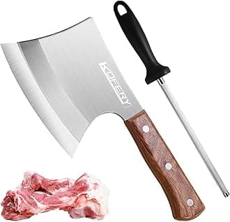 KOFERY 6.5" Meat Cleaver Knife - Heavy Duty Bone Chopper, Axe Bone Breaker with Pear Wood Handle, Butcher Knife for Kitchen and Restaurant