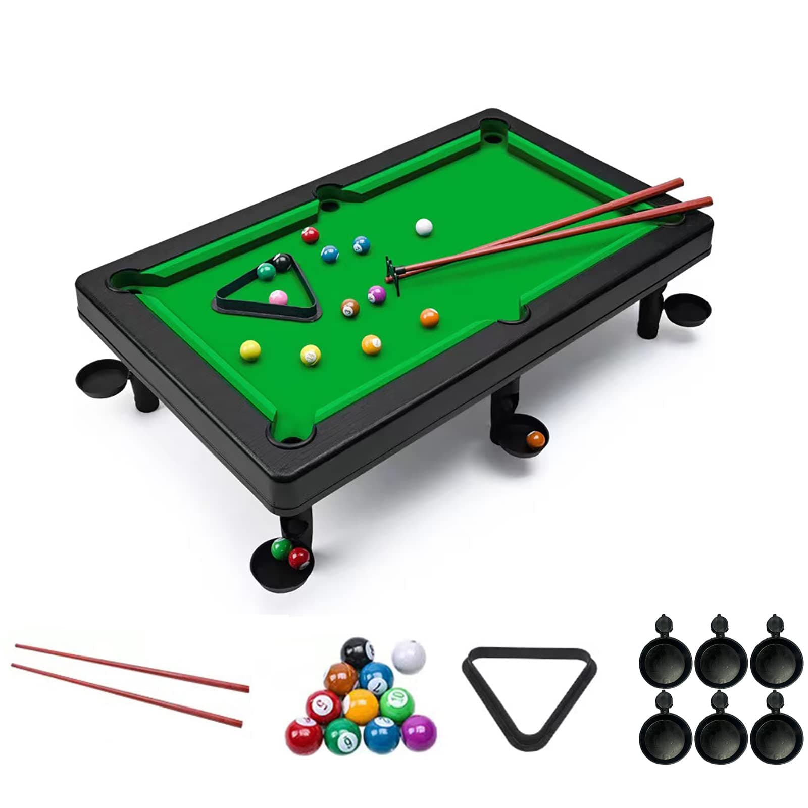 Mini Billiards for Cats,Mini Pool Table Playset, Mini Billiards Table Top Game for Kids Adults Width 2 Ball Club 11 Balls and a lampstand.