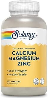 SOLARAY Calcium Magnesium Zinc 250 Vegetarian Capsules