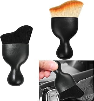 2PCS Car Interior Dust Brush, Soft Scratch Free Auto Detailing Brushes, Universal Vehicle Interior Cleaning Tool for Automotive Dashboard, Air Vents, Leather (Black+Yellow)