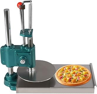 Pizza Dough Press Machine w/Cast Iron Base, Dual Plates, 304 Stainless Steel Manual 0.2" Thick Disc Dough Pastry Press Machine for Making Hand Pies, Bread Molds, Pie Crusts (9.5inch)