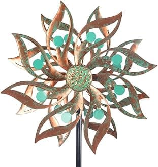 Viveta Metal Wind Spinners Outdoor,Vintage Kinetic Wind Spinner Garden Pinwheels with Metal Stake for Patio,Lawn,Garden,Creative Gifts for Women, 59 * 13.4 Inch