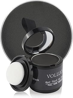 VOLLUCK Root Touch up Powder 10g – Covers Grey Roots & Conceals Thinning Hair, Hairline Powder for Men & Women – Natural Look, Easy to Use & Compact for Quick Touch Ups (Black)