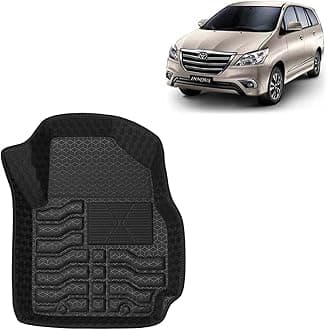 Kingsway Accessories Premium 4.5D Car Floor Mats Only Compatible with Toyota Innova (Year 2012 to 2015) All Model, Set 4 Pcs, 100% Waterproof Tray Shape PVC Foot Mats | Black | 1 Year Warranty