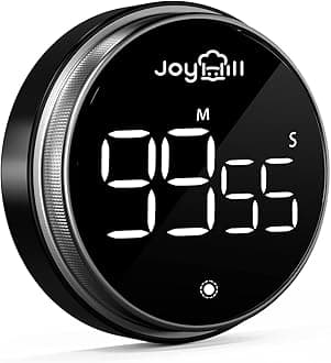 JOYHILLDigital Kitchen Timer, Large LED Display with Magnetic Countdown 3 Volume Levels, Ideal for Cooking Classroom Studying Fitness, Timer for Kids and Seniors SilverClimatePartner certified