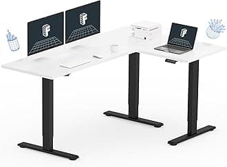 FLEXISPOT71 inch L-Shaped Standing Desk, Electric Height Adjustable Desk, Sit Stand Large Corner Desk, Memory Preset Controller, Modern Design, Black Frame with White Top
