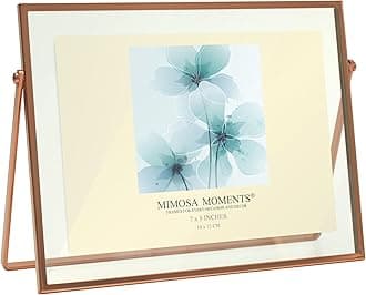 MIMOSA MOMENTS Rose Gold Metal Floating Picture Frame (Rose Gold, 5x7 Horizontal)