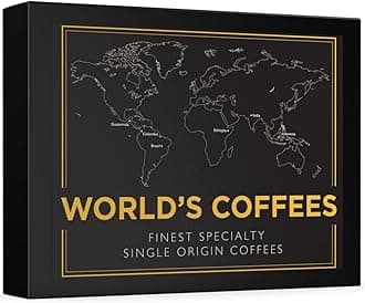 Black Vibes - Gourmet Ground Coffee Gift Set - WORLD'S COFFEES | Ground Coffee 300g (6x50g) | 6 Finest Single Origin | Hamper Style Gift Idea for Him & Her