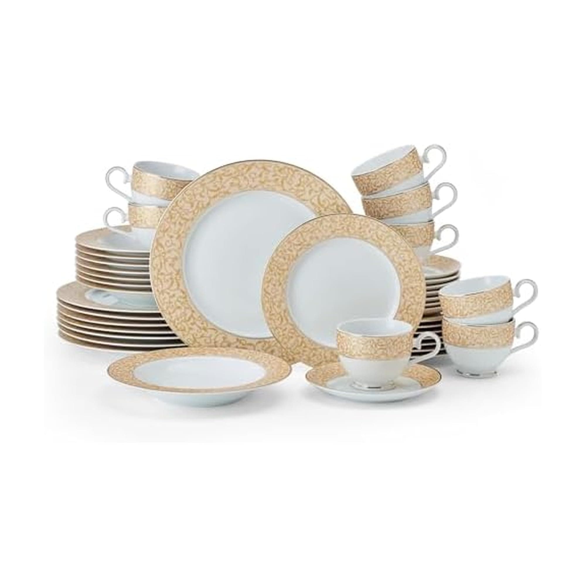 Parchment Gold 40 Piece Dinnerware Set, Service for 8