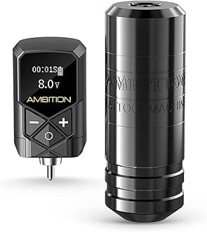 Ambition Torped Tattoo Machine Kit - Rotary Tattoo Machine Cartridges Short Pen with 2400mAh Tattoo Power Supply Brushless Motor for Professional Tattoo Artist