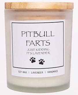 Pitbull Gifts & Decor, Pitbull Gifts for Women, Dog Farts Candle, Pet Friendly Lavender Scented Candle, Natural Soy Wax & Natural Essential Oils
