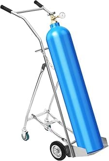 Oxygen Tank Cart Dolly with Handles, Stainless Steel Gas Cylinder Cart Trolley Truck with Wheels, Multi Function Handcart for Hospitals, Clinics