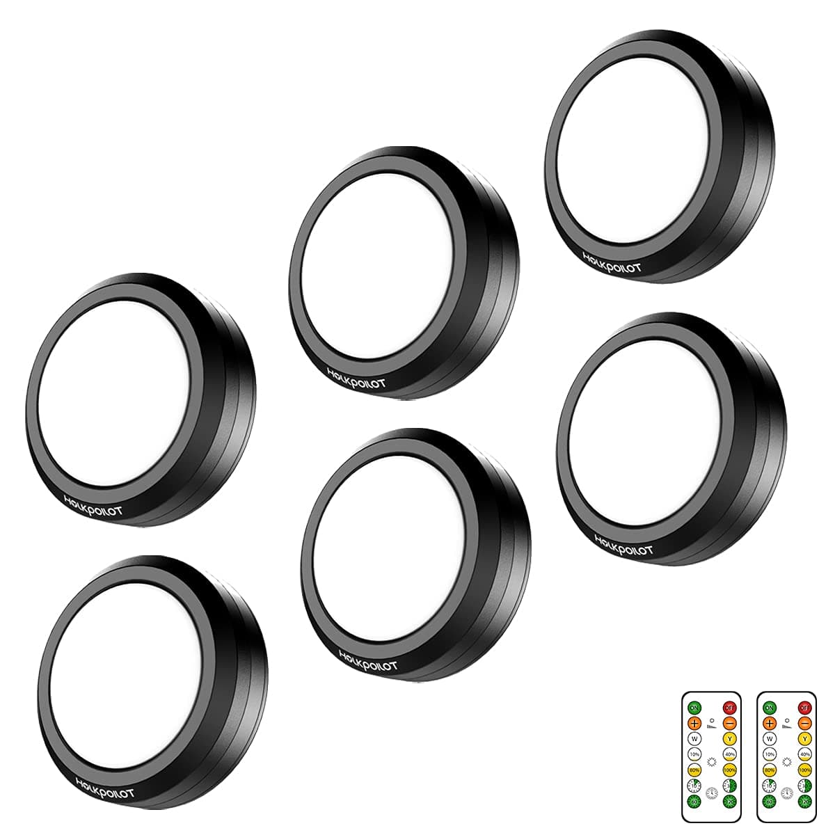 HOLKPOILOT Puck Lights with Remote Control, LED Under Cabinet/Under Counter L...