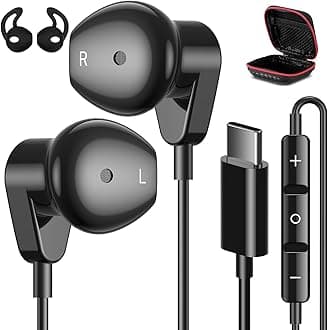 USB C Headphones for iPhone 17 16 Pro Max 15 Plus iPad Air HiFi Stereo USB-C Wired Earbuds with Microphone Volume Control Type C Earphones for Samsung S25/S26/S24/S23/S22/Pixel/OnePlus/Android