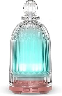 Glass Aromatherapy Essential Oil Diffuser, 120 mL Aroma Diffusers Cool Mist Humidifier Ultrasonic with 7 LED Light Auto Shut-Off for Home Office Yoga Spa (Copper Bottom)