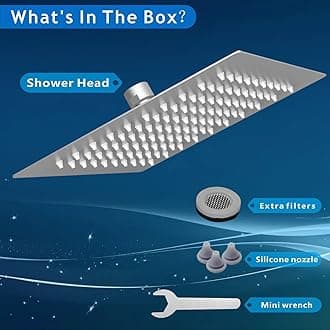 Voolan Rain Shower head, High Pressure Shower Head Made of 304 Stainless Steel, Relaxed Shower Experience Even at Low Water Flow and Pressure (10" Brushed Nickel)