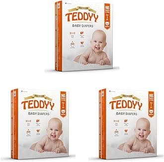 TEDDYY Baby Diapers Tapes Arabic Premium New Born 66 Count (Pack of 3), 2-5 kgs, High Absorbency, Anti - Bacterial