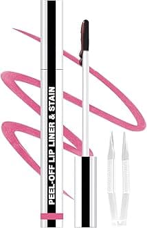 Lip Liner Stain Peel Off with Tweezer, Long Lasting Matte Lip Tattoo, Highly Pigmented Color Lip Tint Makeup, Waterproof, Transfer-proof Lipstain for Women, for All Skin Types