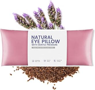 Natural Lavender Eye Pillows for Relaxation, Yoga, Microwavable Weighted Eye Mask with Washable Cover Heated for Meditation, Sleeping, Moist Heat & Cold Eye Compress with Aromatherapy (Pink)