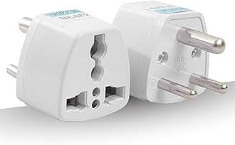 Hi-Plasst India Converter Plug 3Pin (Pack of 2) - World Travel Adapter for USA, UK, Canada, Europe to India - Type D Adaptor Plug Socket for Foreign Devices in India