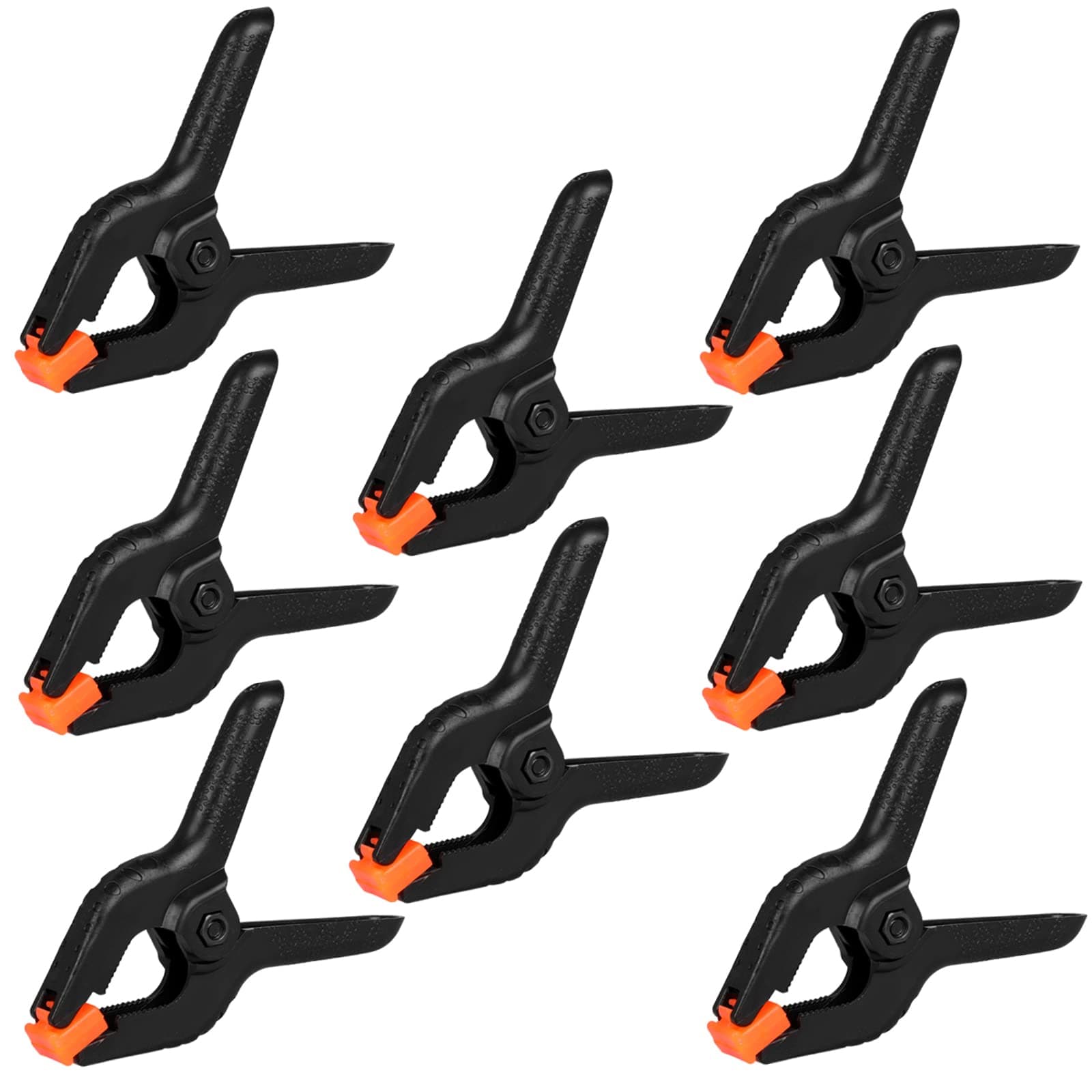 Romeda 12 Pack Plastic Spring Clamps, 3.5inch Small Heavy Duty Clips for Crafts, Backdrop Stand, Woodworking, Photography Studios (Black)