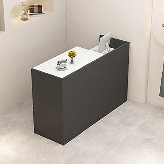 Reception Desk with Counter, L 35.4-74.8'' , Modern Front Desk Reception Counter, Solid wood ecological board, large storage space,with Storage Drawers, front office desk for Salon, Office, Lobby