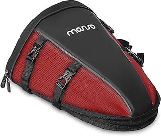 MOSISO Motorcycle Tail Bag Multifunctional Waterproof Polyester Storage Saddle Bag, 10L Outdoor Sports Motorbike Rear Seat Light Tank Handbag Tool Carry Pouch with Shoulder Strap, Red