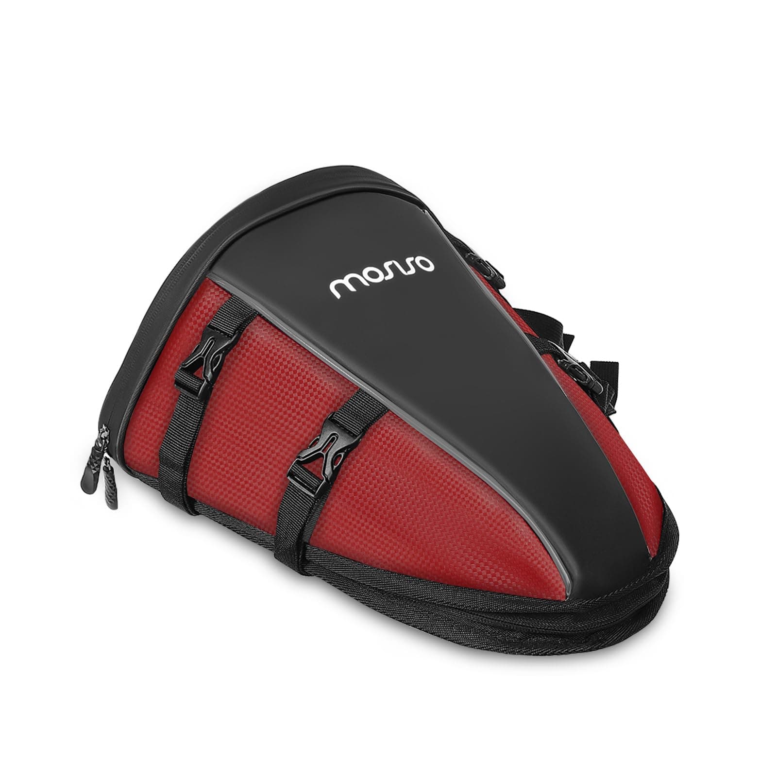 Motorcycle Tail Bag Multifunctional Waterproof Polyester Storage Saddle Bag, 10L Outdoor Sports Motorbike Rear Seat Light Tank Handbag Tool Carry Pouch with Shoulder Strap, Red
