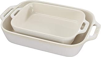 STAUB Rustic Ivory Ceramic Rectangular Casserole Dishes Set of 2