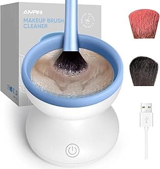 Alyfini Makeup Brush Cleaner Machine - Electric Make up Brushes Cleaner Cleanser Professional Tool for Kabuki Foundation Liquid Powder Face Makeup Self Tanner Brush,Gifts for Women Stocking Stuffers