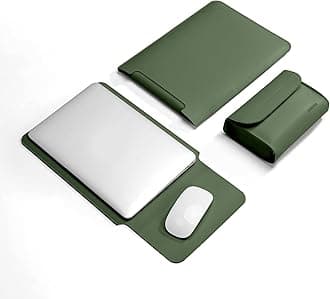 Laptop Sleeve Bag Compatible with MacBook 12 A1534/Air 11 13 M1 A2337/Pro 13 A2338, 11.6-12.3 Acer Chromebook/HP Stream/ASUS/Surface Pro 8/7/6/X/5/4/3, PU Bag with Small Case, Green