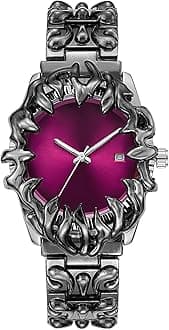 Gothic Claw Watch for Men – Unique Stainless Steel Wristwatch, Luminous Hands, Waterproof Quartz Movement, Futuristic Melting Style, Cool Red & Green Color Options