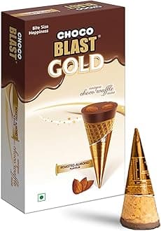 Pure Temptation Chocoblast Mini Waffle Cone Chocolate Bites (10 Pcs)|Birthday Chocolate Gift Pack For School Distribution,Snacks Or Dessert|Kids Chocolate Box (Roasted Almond Flavoured,210 Gram)