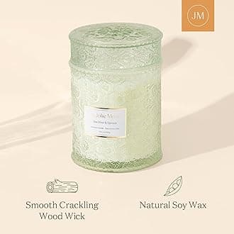 LA JOLIE MUSE Sea Mint & Spruce Scented Candle, Large Jar Candle Gift, Candle Gift for Holiday, Wood Wick Candle, 19.4 oz