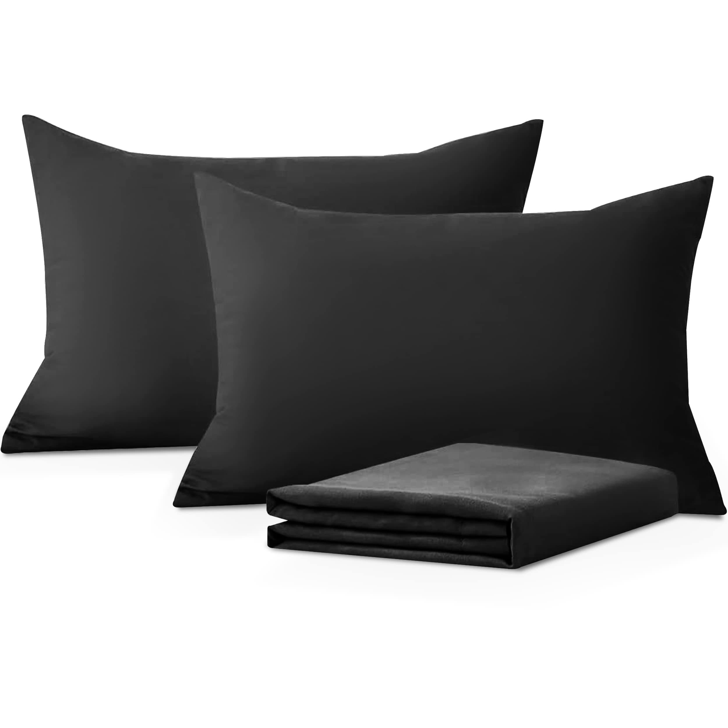 Moonlight Bedding Pillow Cases 2 Pack – Black Pillowcases Envelope Closure Super Soft Brushed Microfiber Standard House Wife Pillow Covers, (50 X 75 CM)