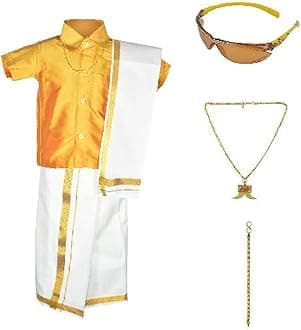 AMIRTHA FASHION Boys Traditional Dhoti & Shirts SET WITH ACCESSORIES (AMFCMGD - $P)