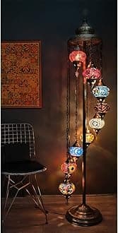 Customizable Turkish Mosaic Floor lamp,9 Globe Moroccan Standing Lamp, Tiffany Floor Lamp, Mosaic Lamp 5 inch Globe - Total Height 70 inch